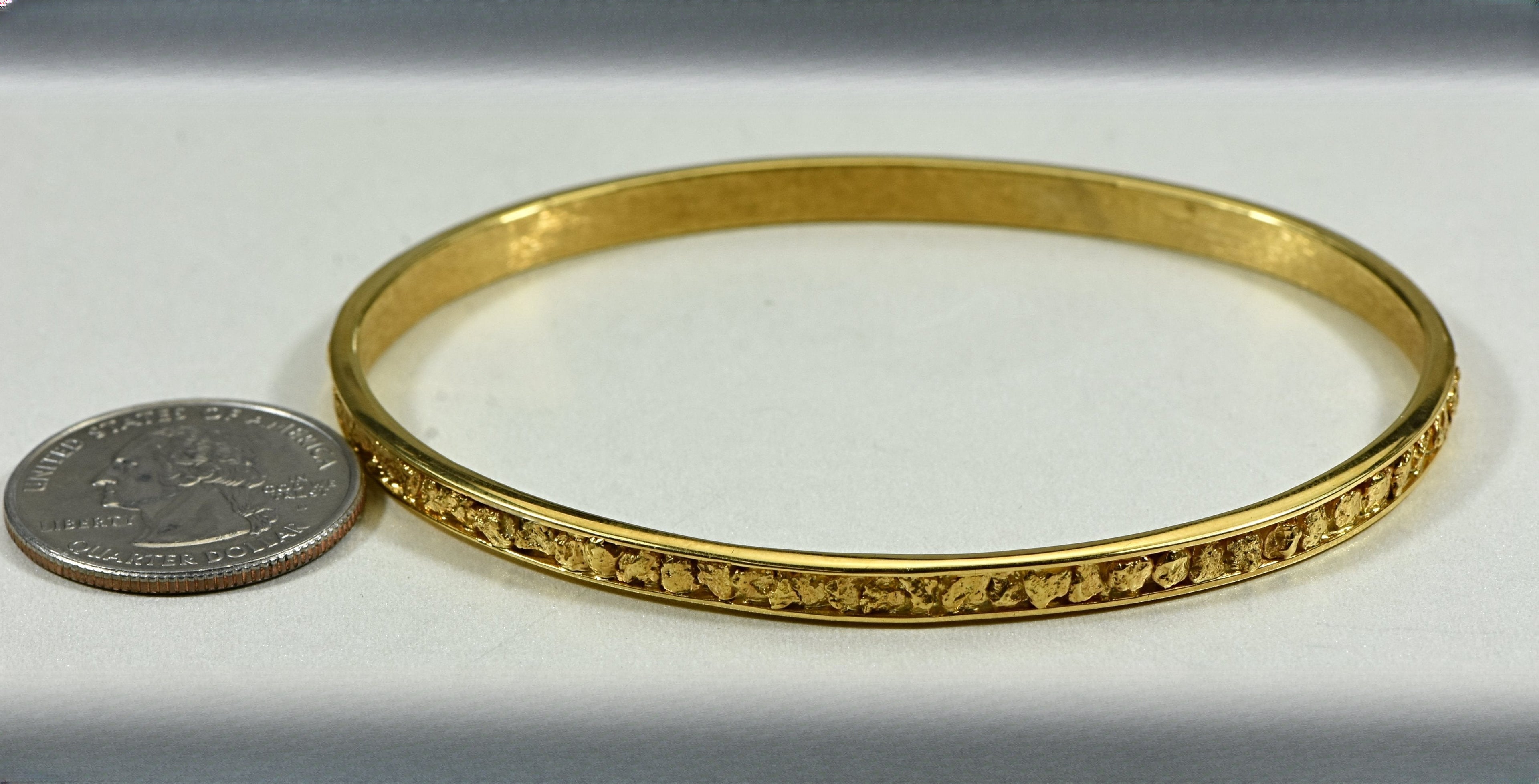 Gold Nugget Bracelet Bangle Style BB4MM "Orocal" Hand Made - Alaskan Yukon BC