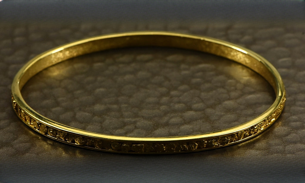 Gold Nugget Bracelet Bangle Style BB4MM "Orocal" Hand Made - Alaskan Yukon BC