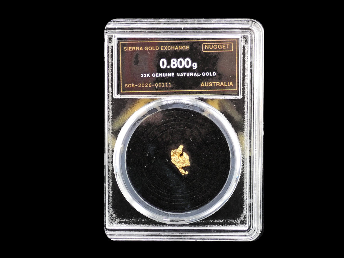 Australian Gold Nugget 0.800 Gram – Natural 22K – Certified Sealed Slab | SGE-2026-00111