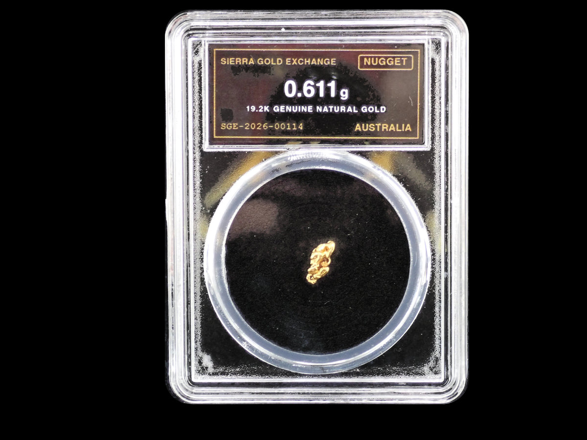 Australian Gold Nugget 0.611 Gram – Natural 19.2K – Certified Sealed Slab | SGE-2026-00114
