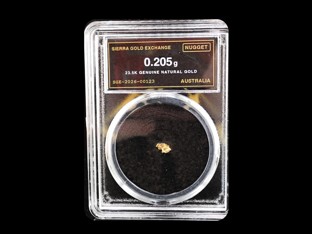 Australian Gold Nugget 0.205 Gram – Natural 23.5K – Certified Sealed Slab | SGE-2026-00123