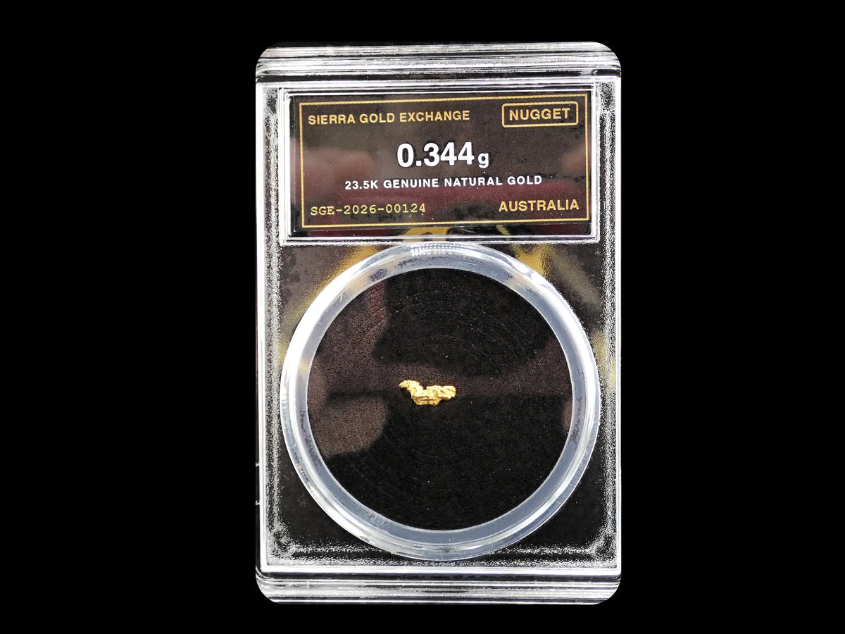 Australian Gold Nugget 0.344 Gram – Natural 23.5K – Certified Sealed Slab | SGE-2026-00124