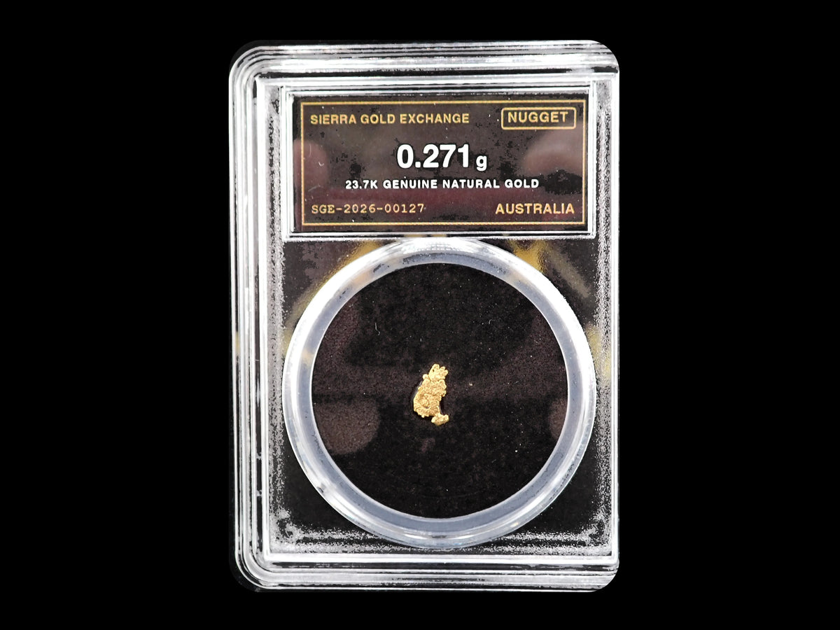 Australian Gold Nugget 0.271 Gram – Natural 23.7K – Certified Sealed Slab | SGE-2026-00127