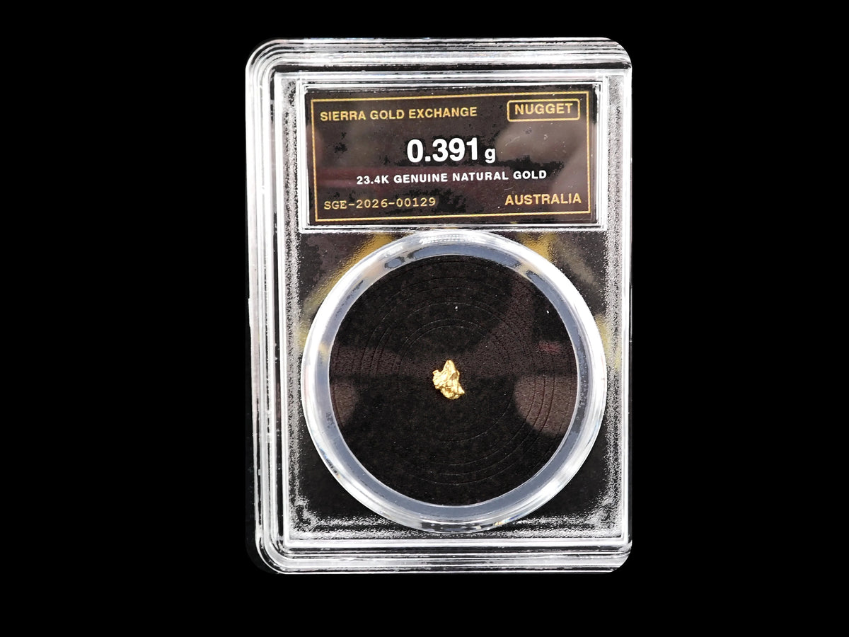 Australian Gold Nugget 0.391 Gram – Natural 23.4K – Certified Sealed Slab | SGE-2026-00129