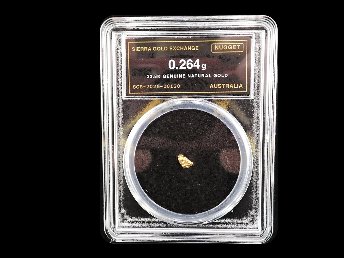 Australian Gold Nugget 0.264 Gram – Natural 22.8K – Certified Sealed Slab | SGE-2026-00130