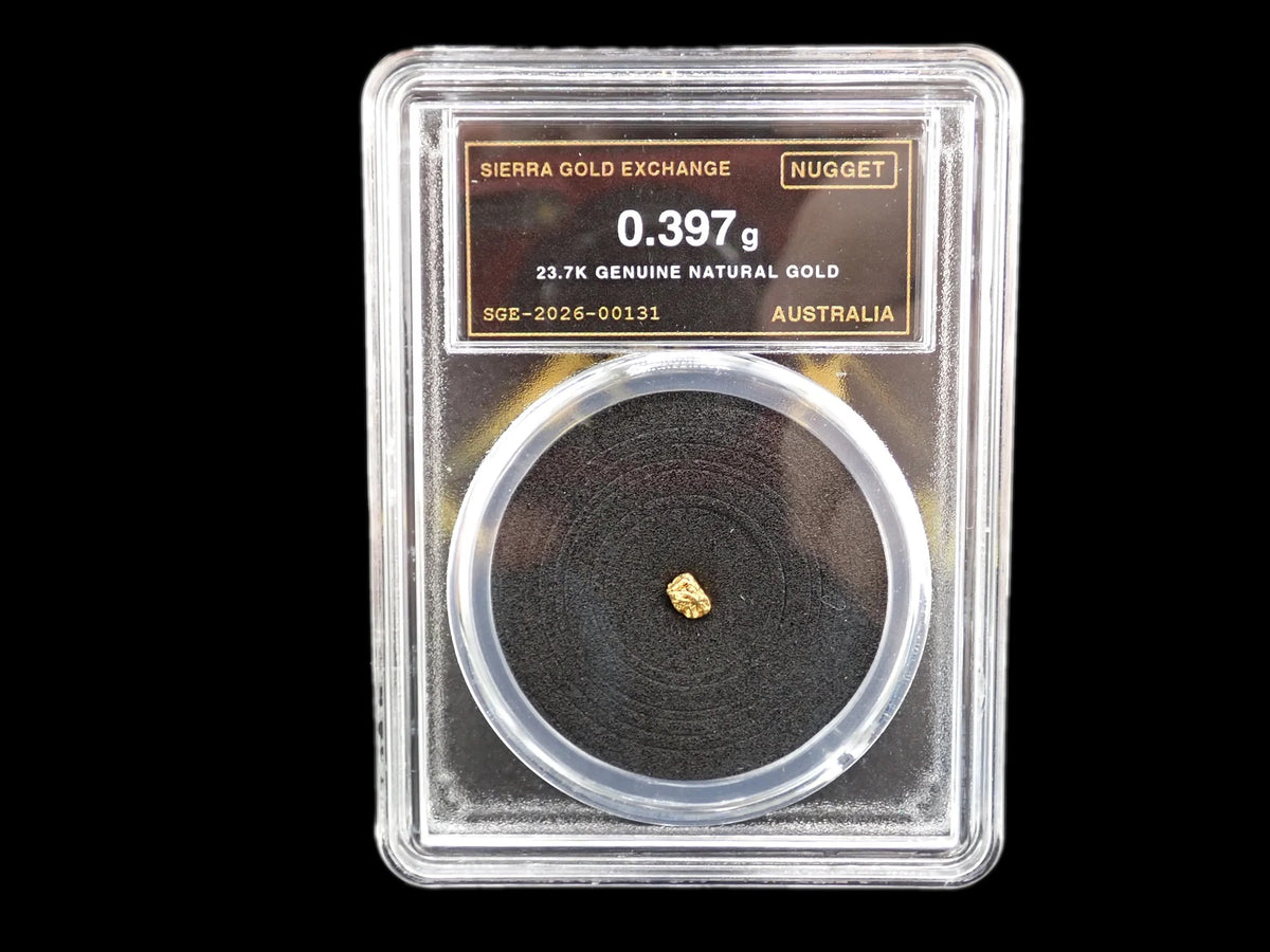 Australian Gold Nugget 0.397 Gram – Natural 23.7K – Certified Sealed Slab | SGE-2026-00131