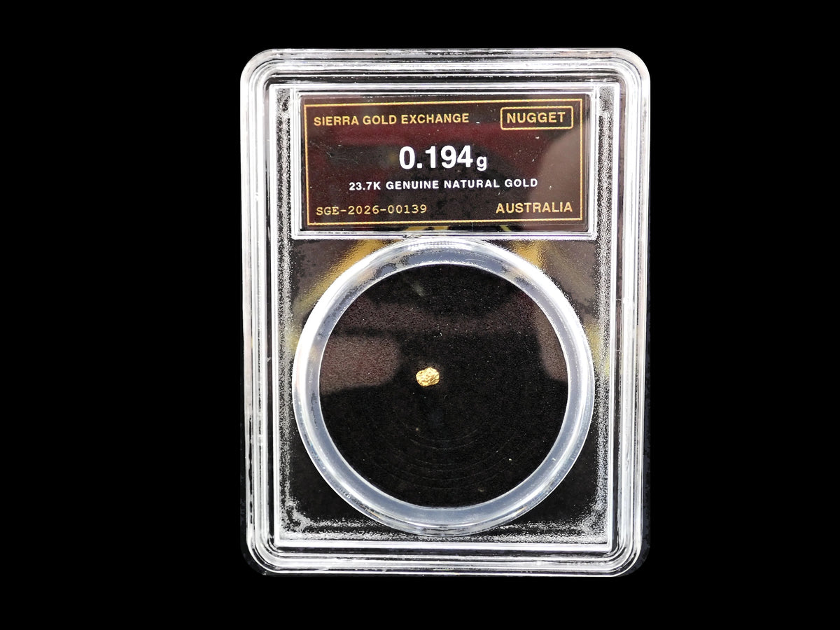 Australian Gold Nugget 0.194 Gram – Natural 23.7K – Certified Sealed Slab | SGE-2026-00139