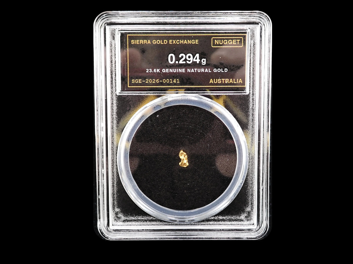Australian Gold Nugget 0.294 Gram – Natural 23.6K – Certified Sealed Slab | SGE-2026-00141