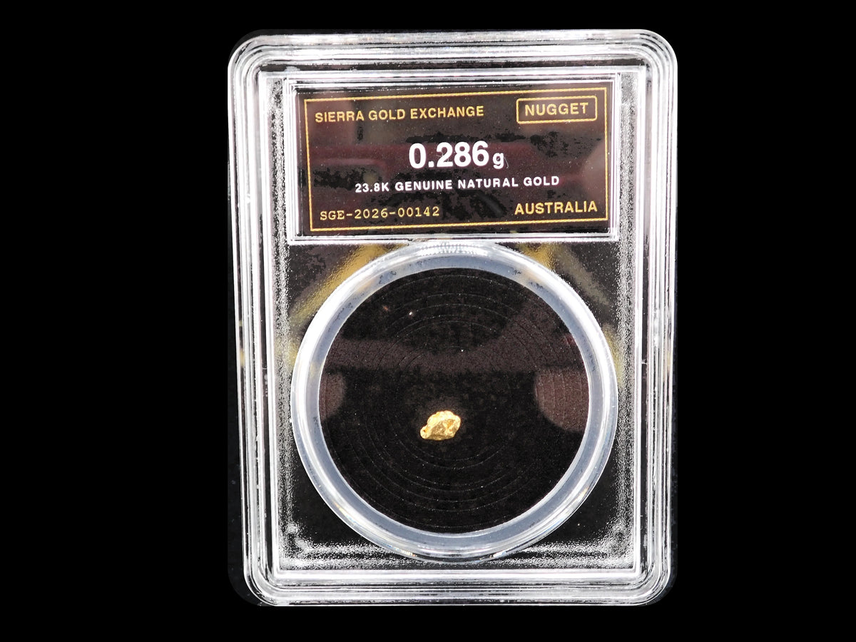 Australian Gold Nugget 0.286 Gram – Natural 23.8K – Certified Sealed Slab | SGE-2026-00142