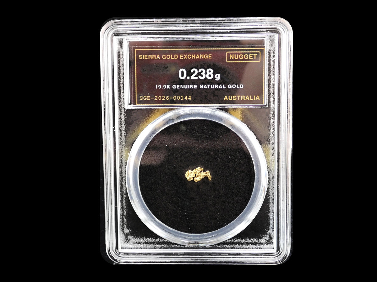 Australian Gold Nugget 0.238 Gram – Natural 19.9K – Certified Sealed Slab | SGE-2026-00144