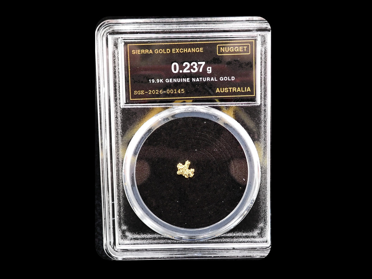 Australian Gold Nugget 0.237 Gram – Natural 19.9K – Certified Sealed Slab | SGE-2026-00145