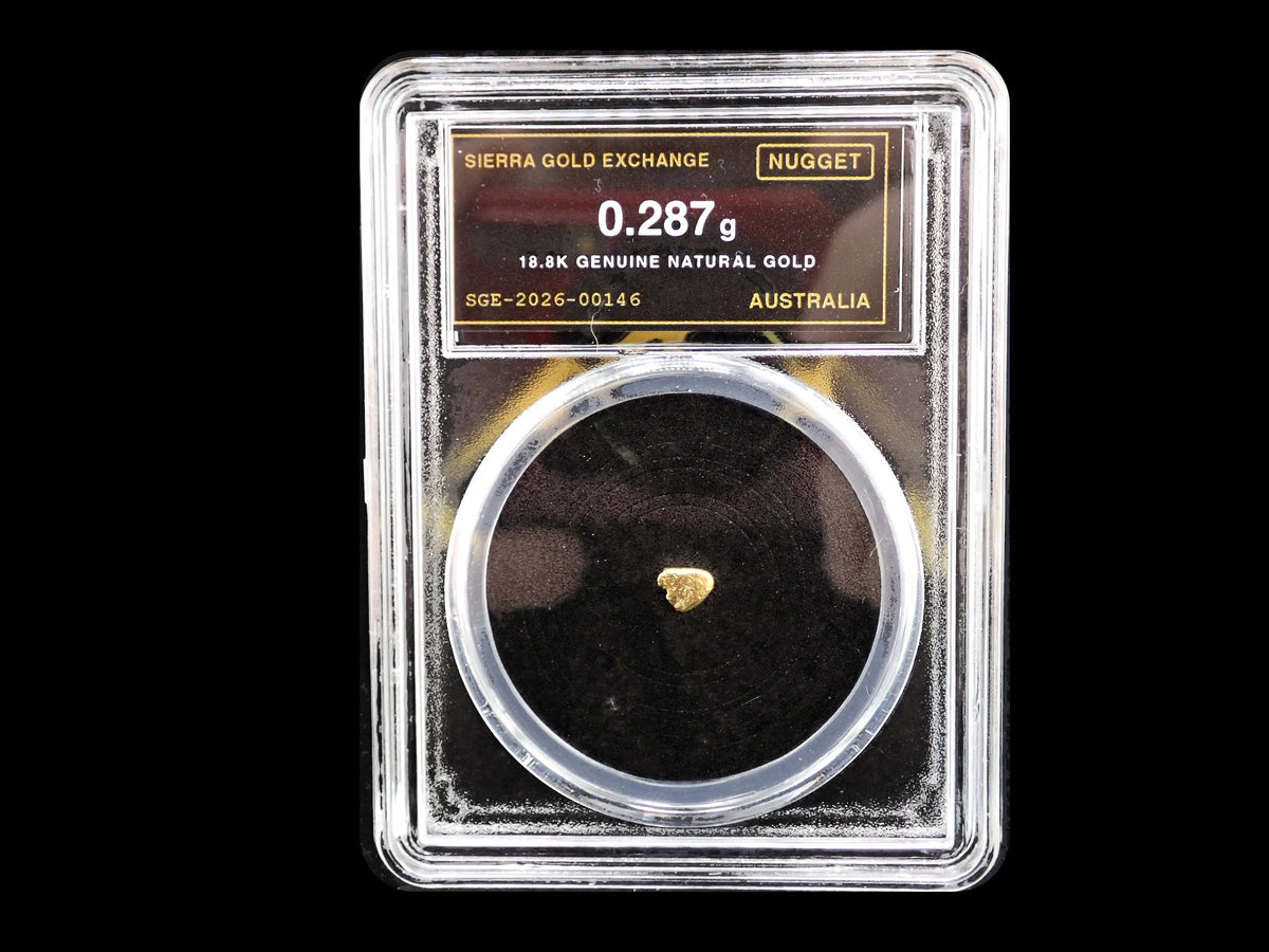 Australian Gold Nugget 0.287 Gram – Natural 18.8K – Certified Sealed Slab | SGE-2026-00146
