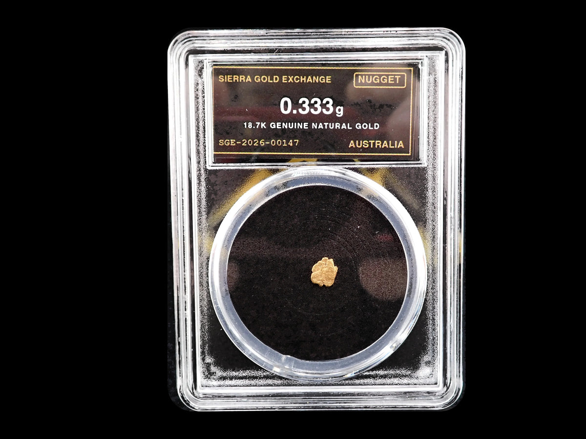 Australian Gold Nugget 0.333 Gram – Natural 18.7K – Certified Sealed Slab | SGE-2026-00147