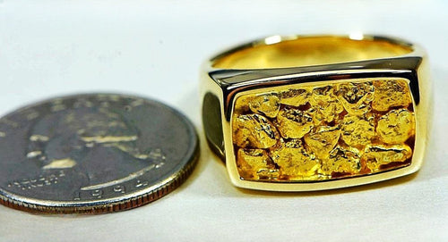 Gold Nugget Men's Ring "Orocal" RM1109N Genuine Hand Crafted Jewelry - 14K Casting