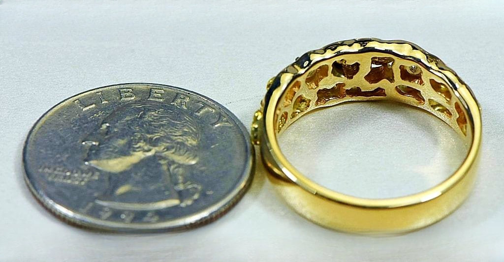 Gold Nugget Men's Ring "Orocal" RM195D6 Genuine Hand Crafted Jewelry - 14K Casting