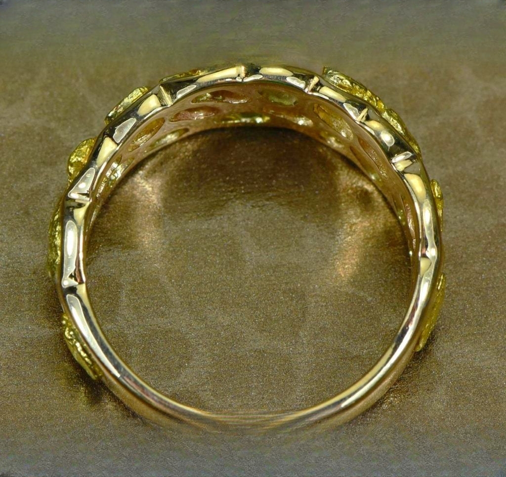 Gold Nugget Men's Ring "Orocal" RM210D9 Genuine Hand Crafted Jewelry - 14K Casting