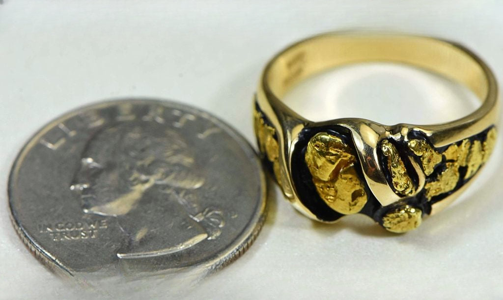 Gold Nugget Men's Ring "Orocal" RM486 Genuine Hand Crafted Jewelry - 14K Casting