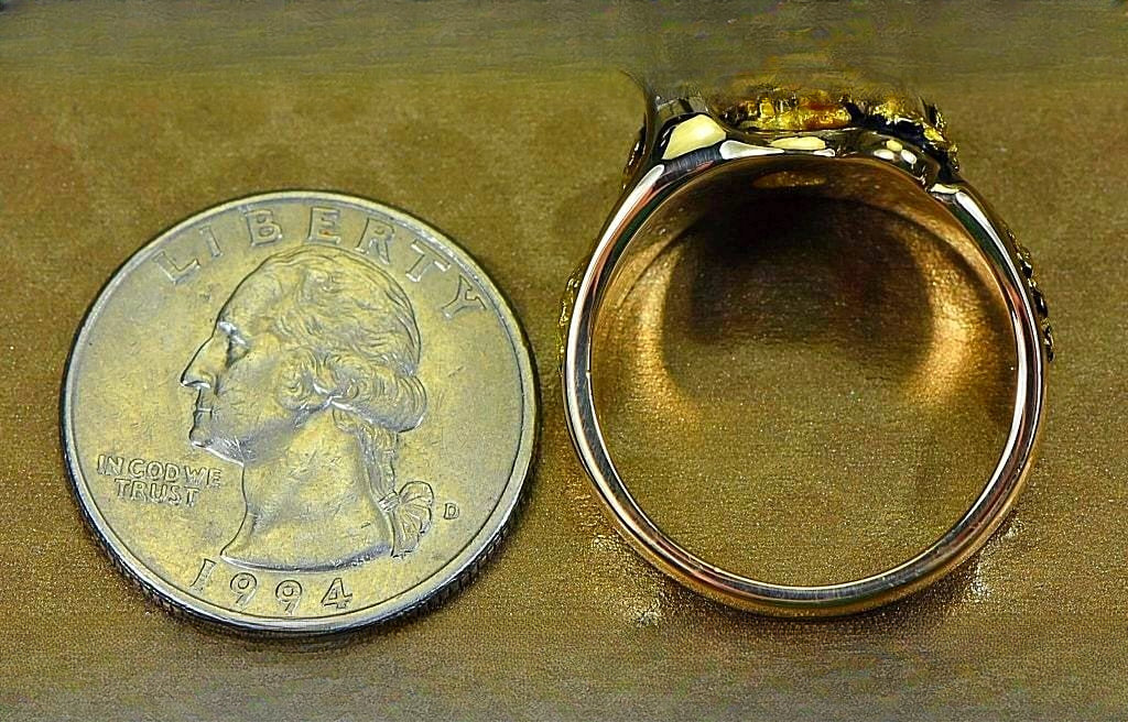Gold Nugget Men's Ring "Orocal" RM490 Genuine Hand Crafted Jewelry - 14K Casting