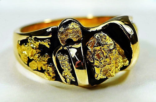 Gold Nugget Men's Ring "Orocal" RM490 Genuine Hand Crafted Jewelry - 14K Casting