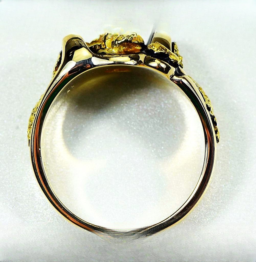 Gold Nugget Men's Ring "Orocal" RM490 Genuine Hand Crafted Jewelry - 14K Casting