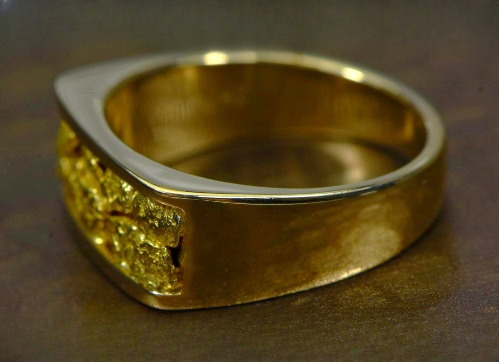 Gold Nugget Men's Ring "Orocal" RM567N Genuine Hand Crafted Jewelry - 14K Casting
