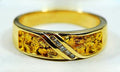 Gold Nugget Men's Ring "Orocal" RM610D10 Genuine Hand Crafted Jewelry - 14K Casting