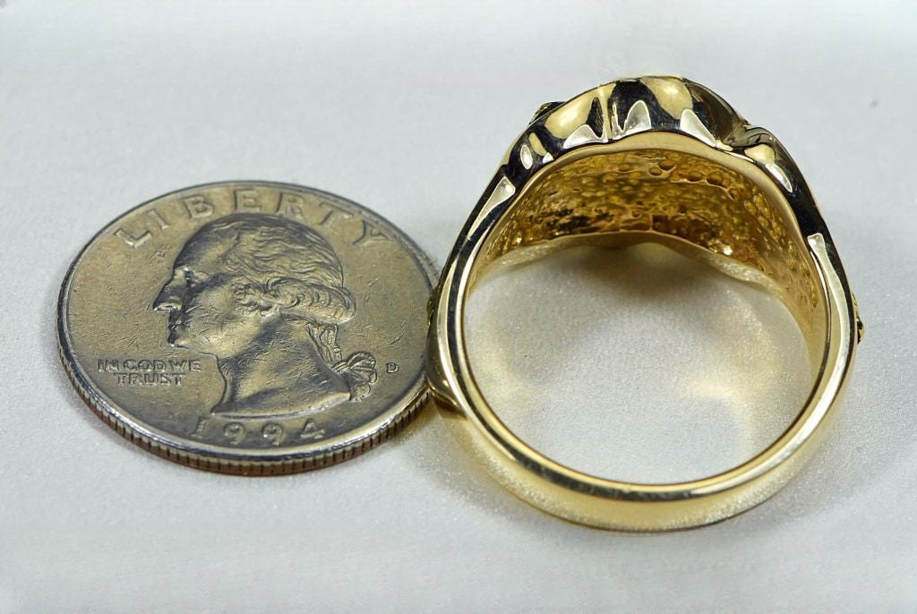 Gold Nugget Men's Ring "Orocal" RM654 Genuine Hand Crafted Jewelry - 14K Gold Casting