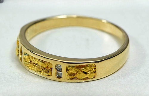 Gold Nugget Men's Ring "Orocal" RM733D8N Genuine Hand Crafted Jewelry - 14K Casting