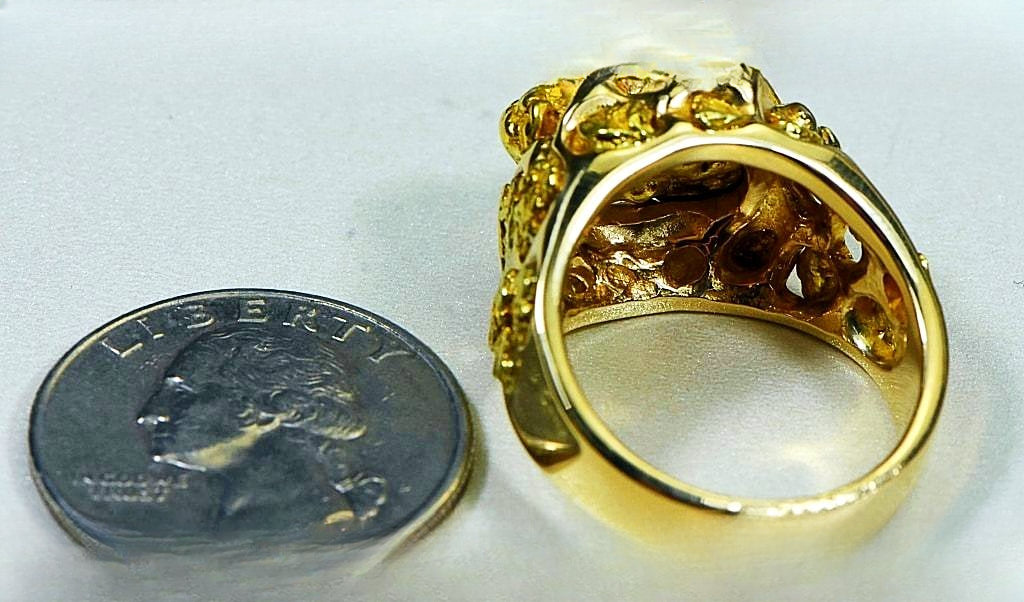 Gold Nugget Men's Ring "Orocal" RMEN102 Genuine Hand Crafted Jewelry - 14K Casting