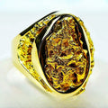 Gold Nugget Men's Ring "Orocal" RMEN116 Genuine Hand Crafted Jewelry - 14K Casting