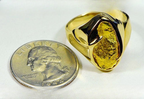 Gold Nugget Men's Ring "Orocal" RMEN122 Genuine Hand Crafted Jewelry - 14K Casting