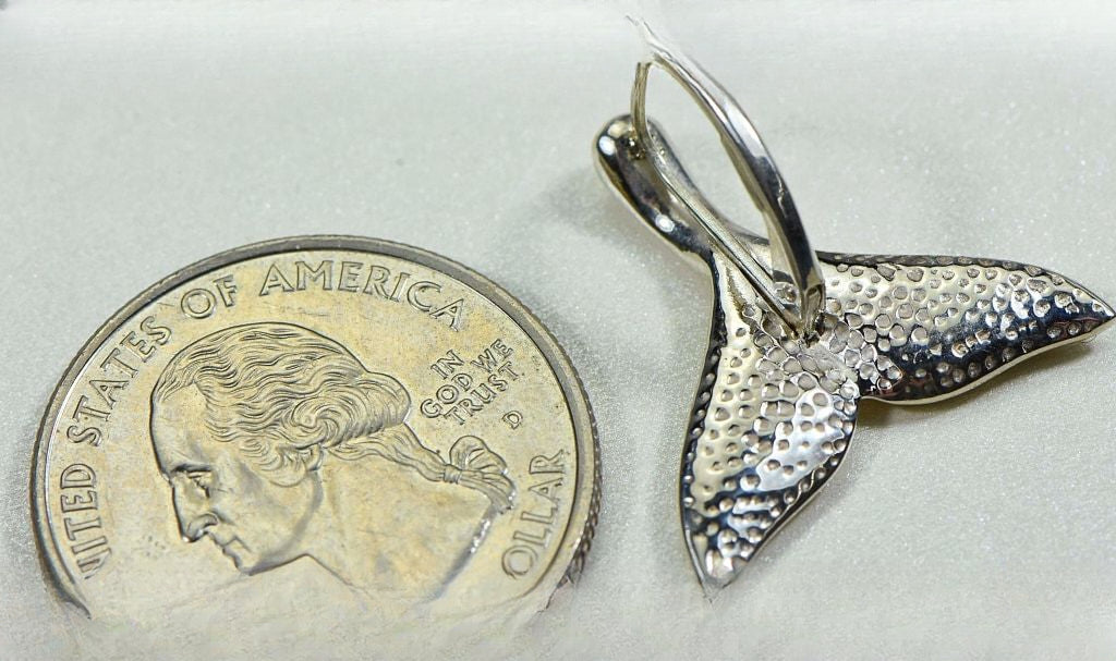 Gold Nugget Pendant Whales Tail - Sterling Silver - Special EWT44LNLB - Hand Made