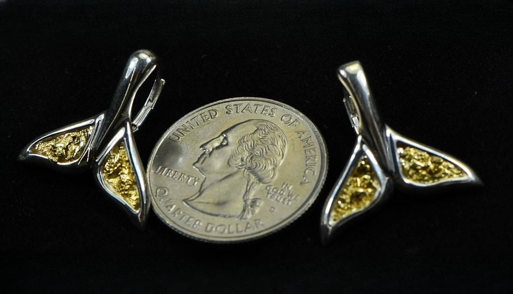 Gold Nugget Pendant Whales Tail - Sterling Silver - Special EWT44LNLB - Hand Made