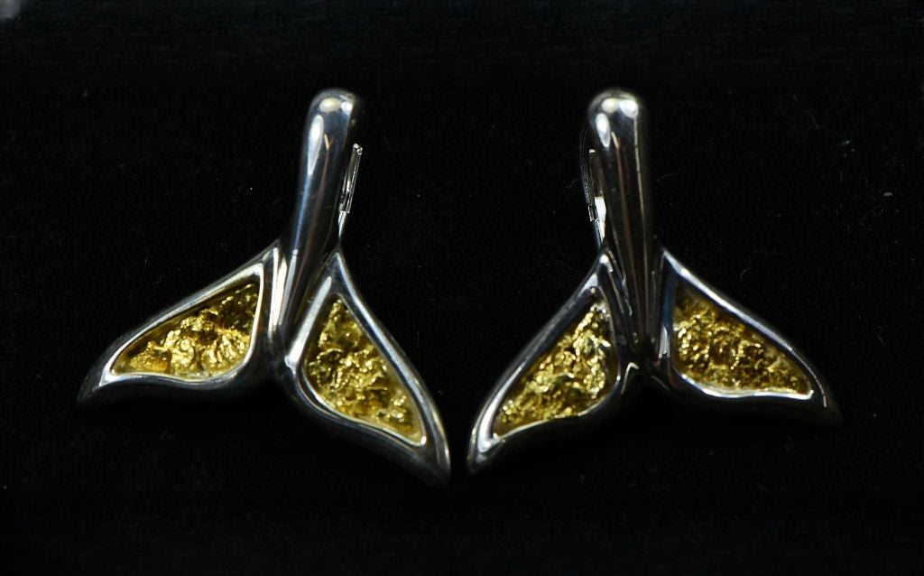 Gold Nugget Pendant Whales Tail - Sterling Silver - Special EWT44LNLB - Hand Made