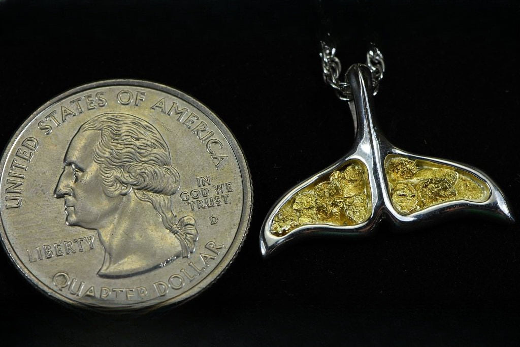 Gold Nugget Pendant Whales Tail - Sterling Silver - Special PAJWT301NSS - Hand Made
