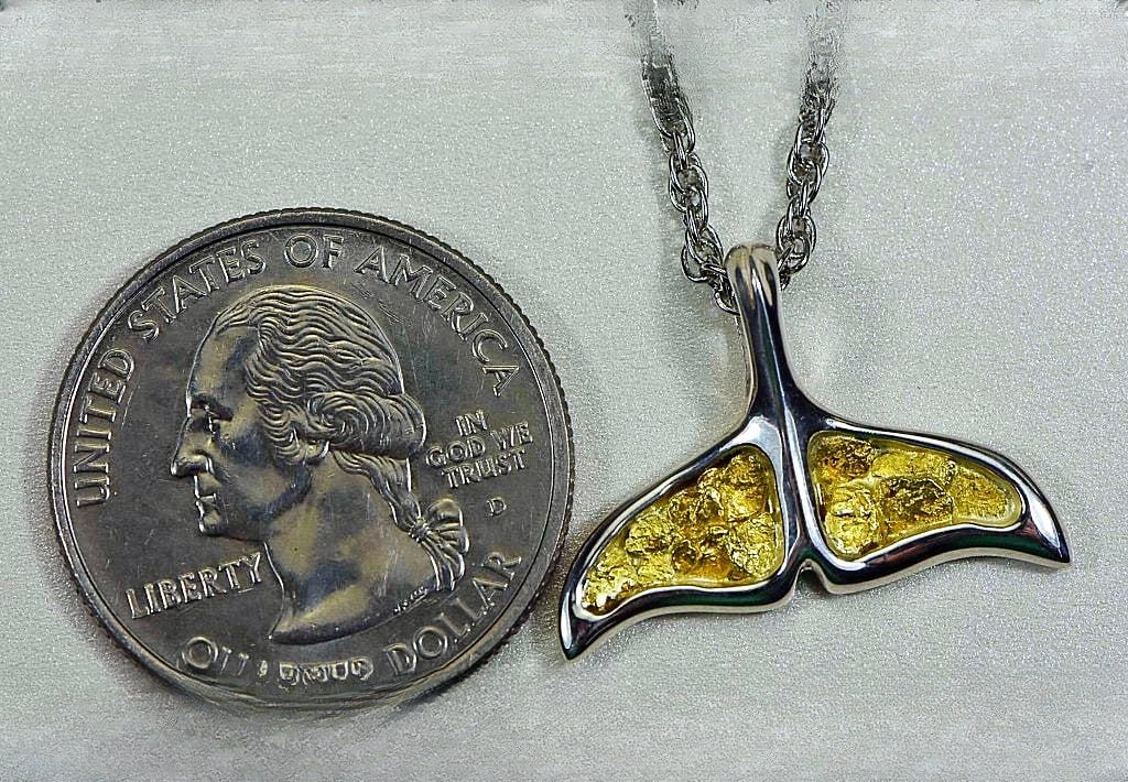 Gold Nugget Pendant Whales Tail - Sterling Silver - Special PAJWT301NSS - Hand Made
