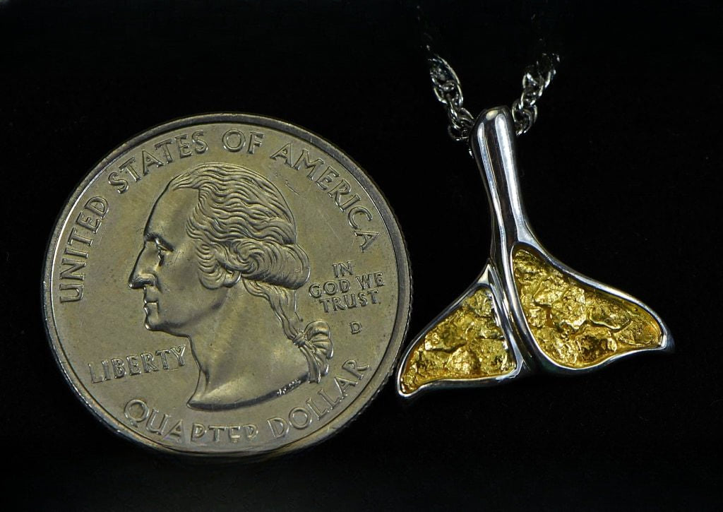 Gold Nugget Pendant Whales Tail - Sterling Silver - Special PDLWT113NSS - Hand Made