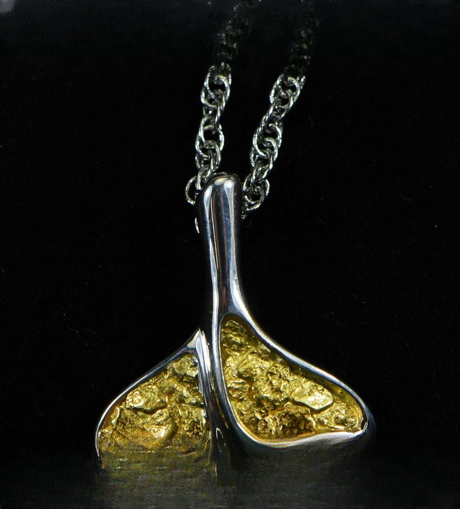 Gold Nugget Pendant Whales Tail - Sterling Silver - Special PDLWT113NSS - Hand Made