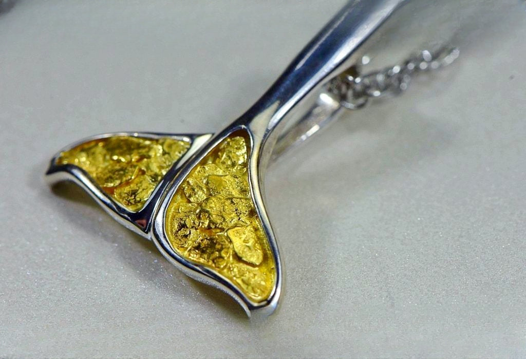 Gold Nugget Pendant Whales Tail - Sterling Silver - Special PDLWT113NSS - Hand Made