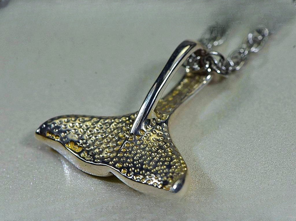 Gold Nugget Pendant Whales Tail - Sterling Silver - Special PDLWT113NSS - Hand Made