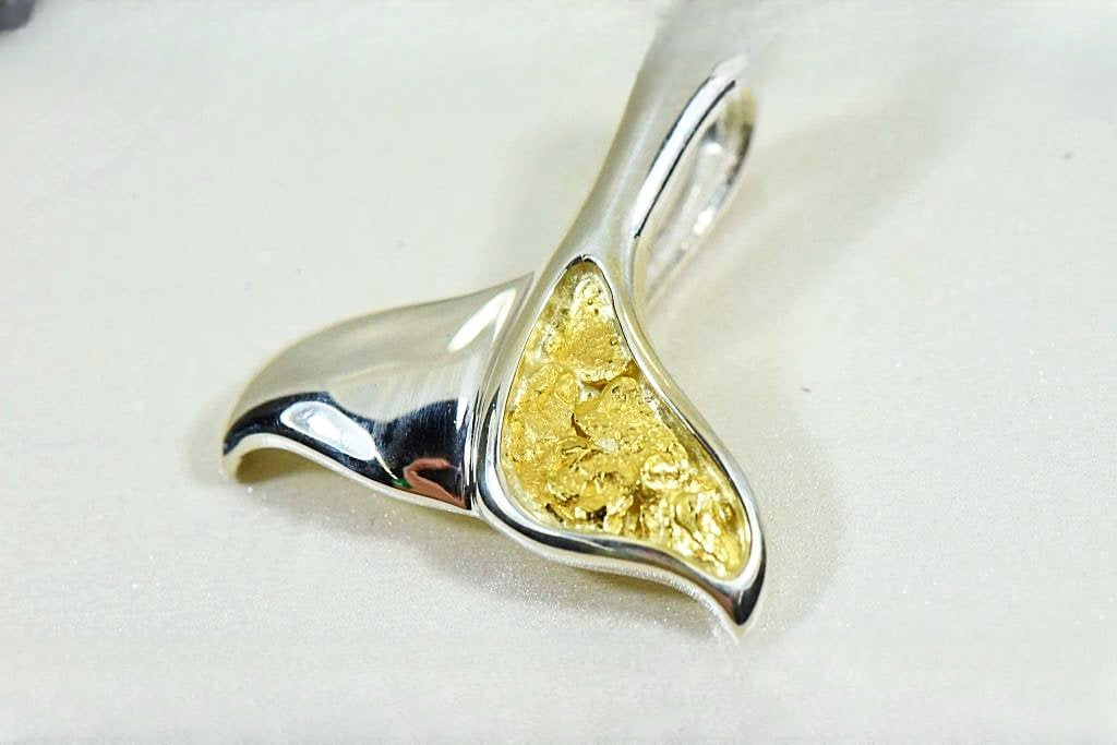 Gold Nugget Pendant Whales Tail - Sterling Silver - Special PDLWT13NSSX - Hand Made