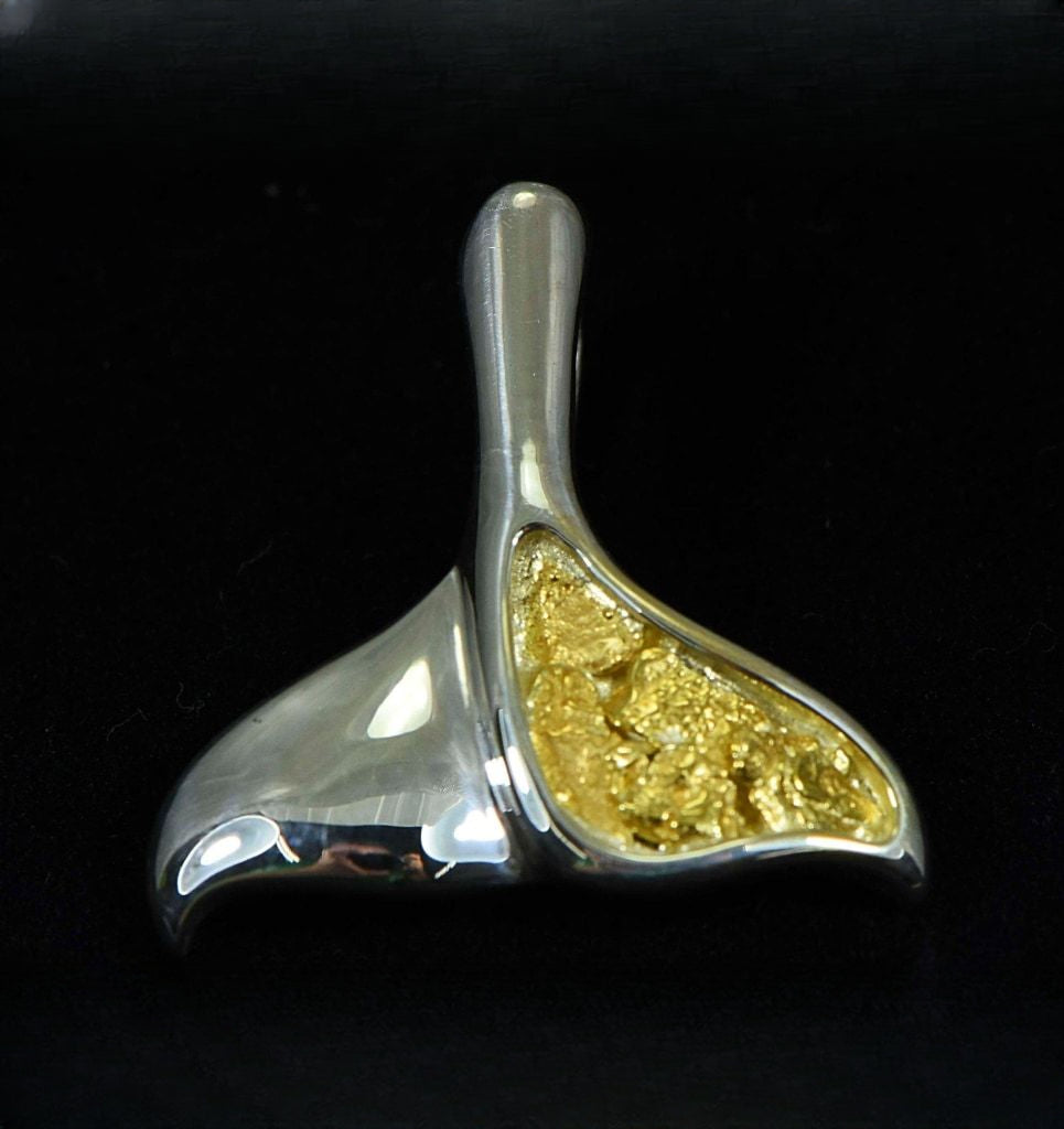 Gold Nugget Pendant Whales Tail - Sterling Silver - Special PDLWT13NSSX - Hand Made