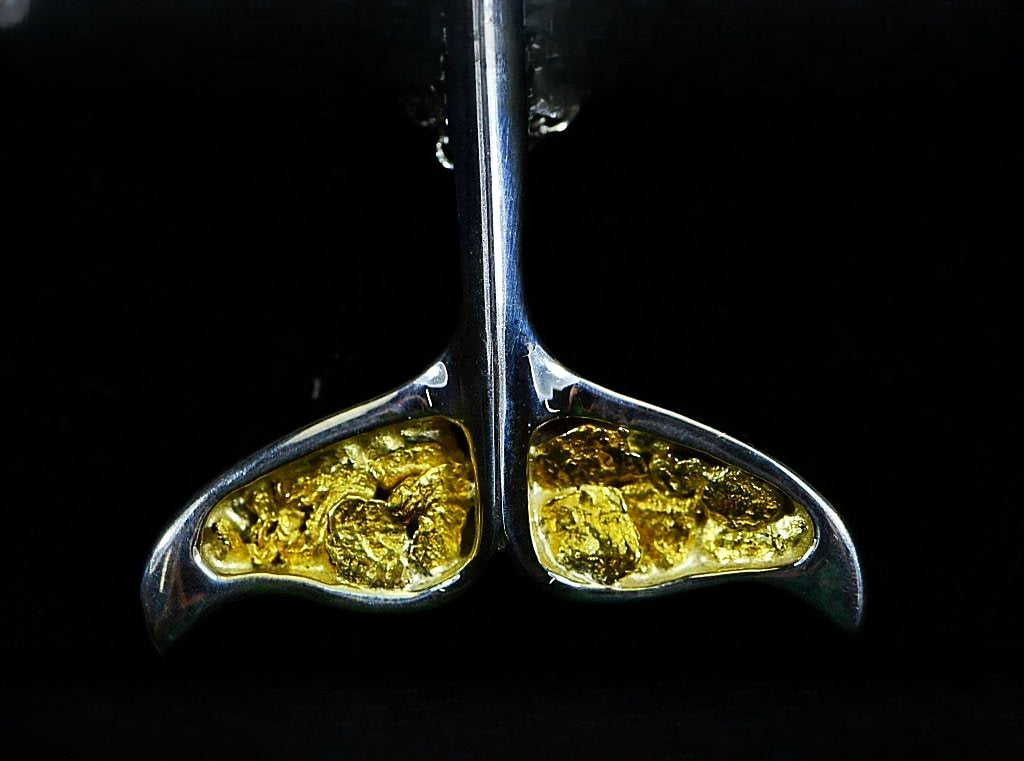 Gold Nugget Pendant Whales Tail - Sterling Silver - Special PDLWT8MNSSX - Hand Made