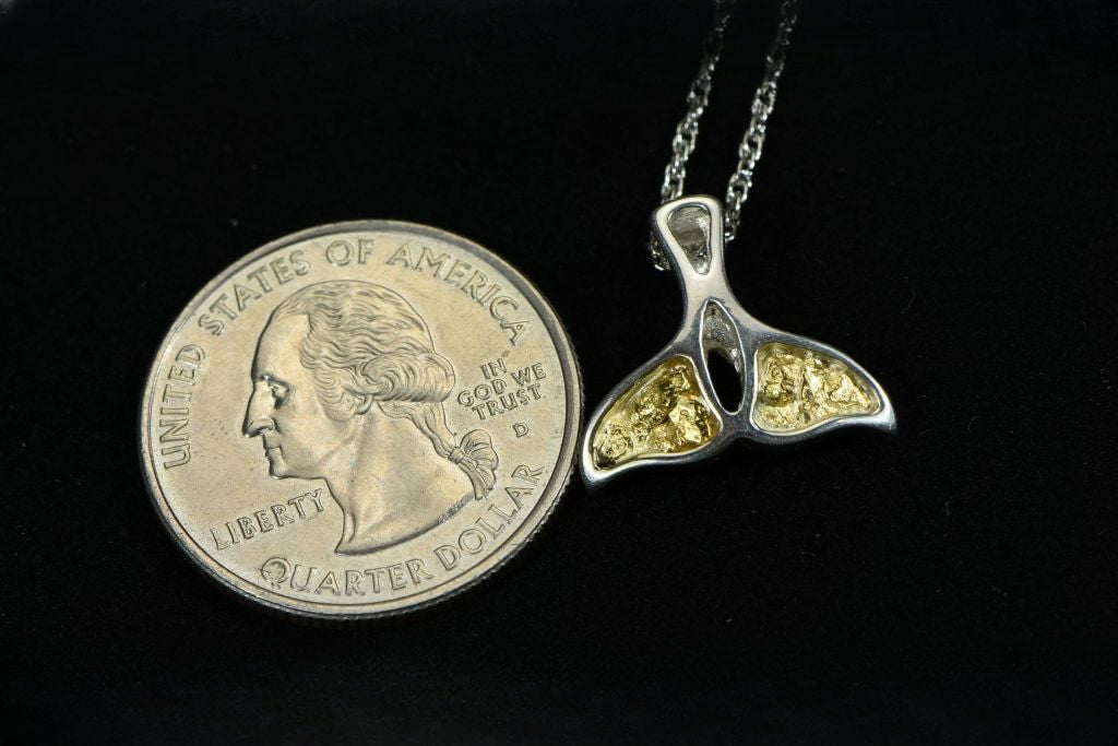 Gold Nugget Pendant Whales Tail - Sterling Silver - Special PWT22NSS - Hand Made
