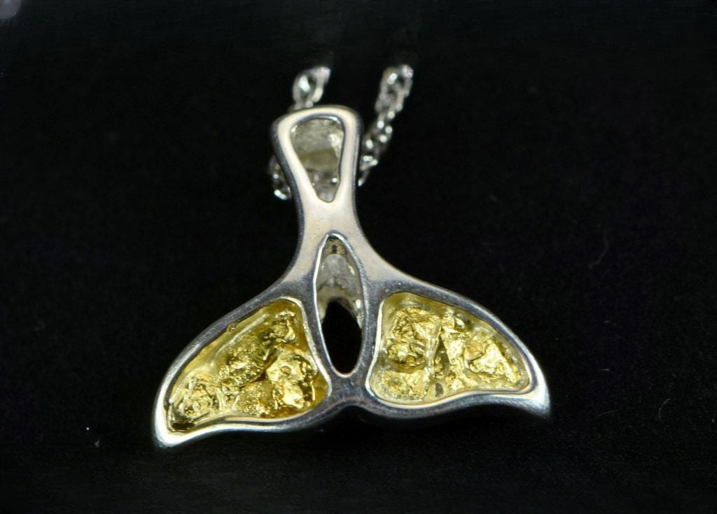Gold Nugget Pendant Whales Tail - Sterling Silver - Special PWT22NSS - Hand Made