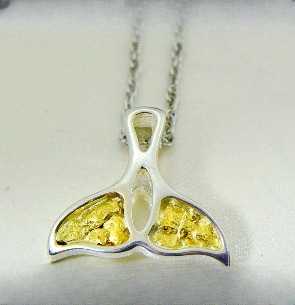 Gold Nugget Pendant Whales Tail - Sterling Silver - Special PWT22NSS - Hand Made