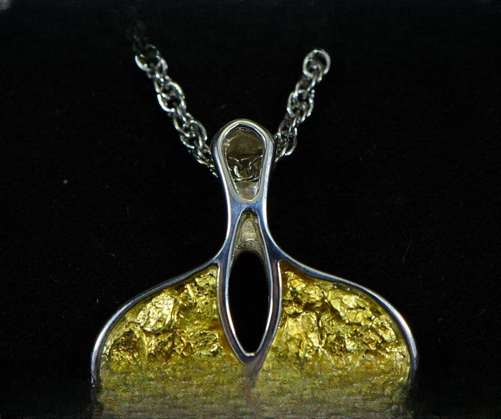 Gold Nugget Pendant Whales Tail - Sterling Silver - Special PWT26NSSX - Hand Made