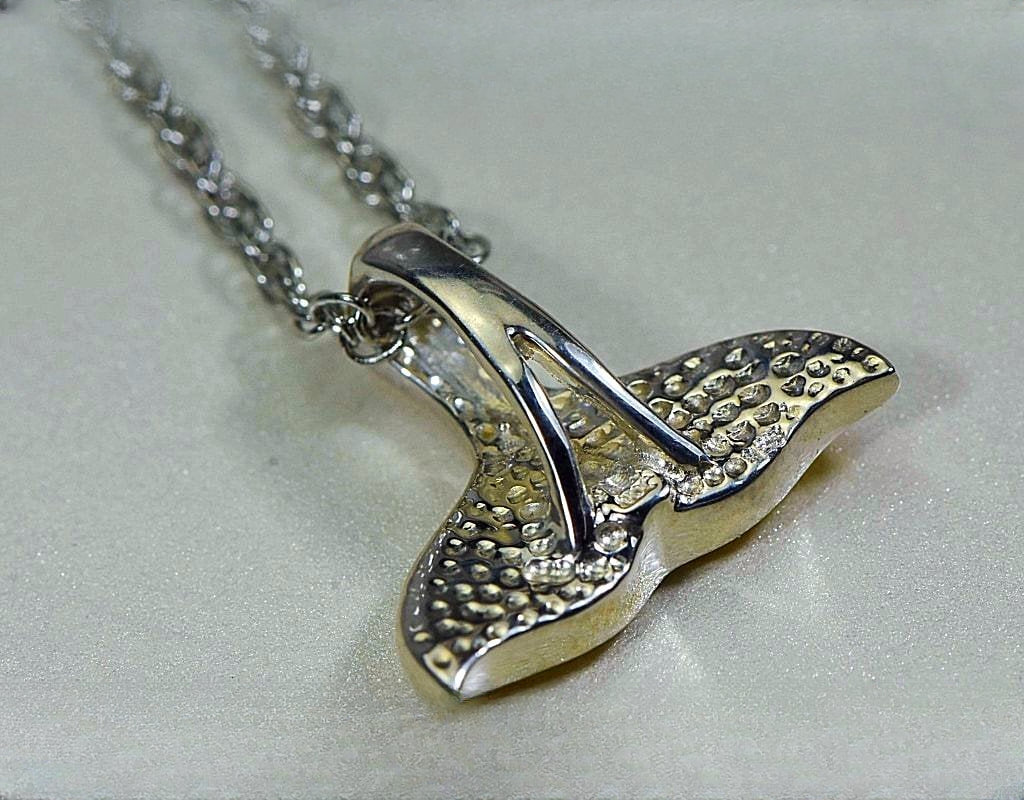 Gold Nugget Pendant Whales Tail - Sterling Silver - Special PWT32NSSX - Hand Made