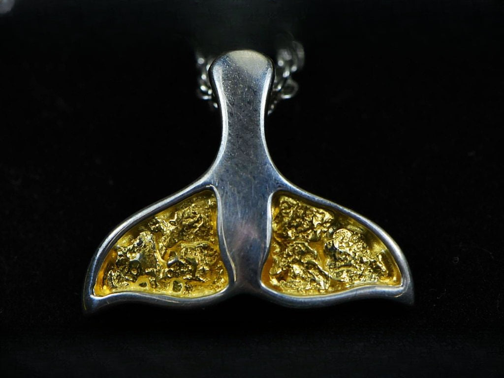 Gold Nugget Pendant Whales Tail - Sterling Silver - Special PWT32NSSX - Hand Made