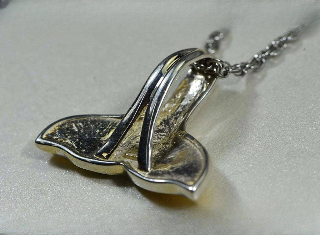Gold Nugget Pendant Whales Tail - Sterling Silver - Special PWT34NSS - Hand Made
